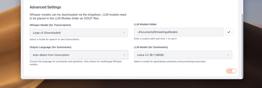 Shmeetings Auto Detect Language Selection