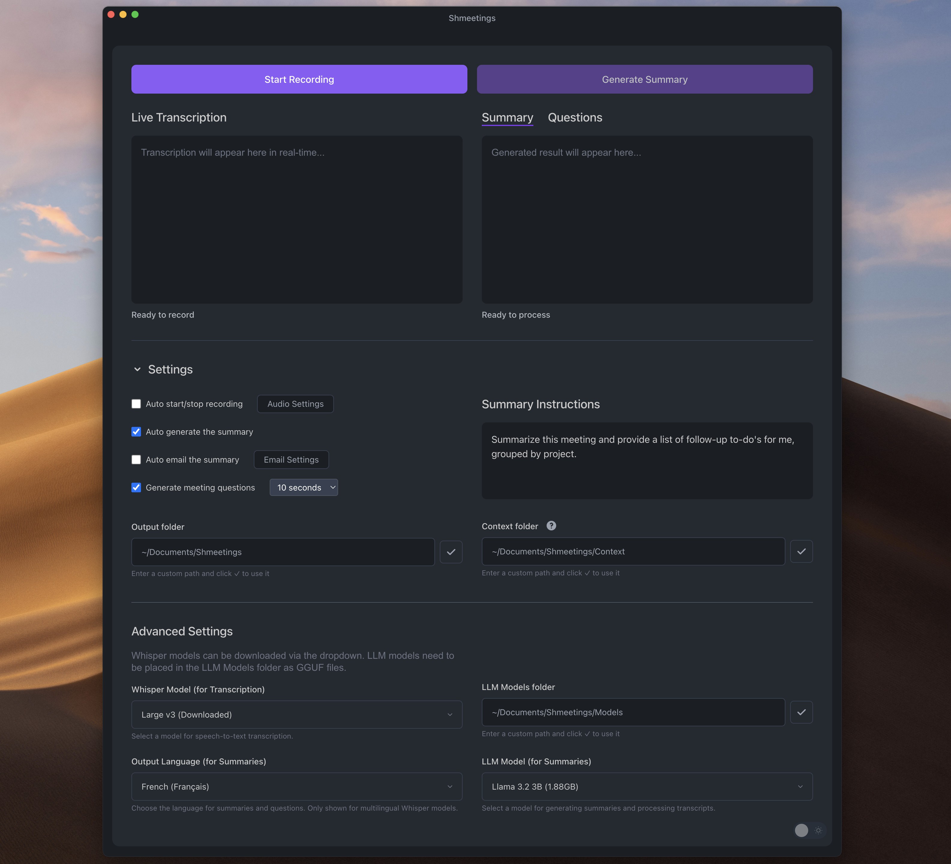Shmeetings Dark Mode