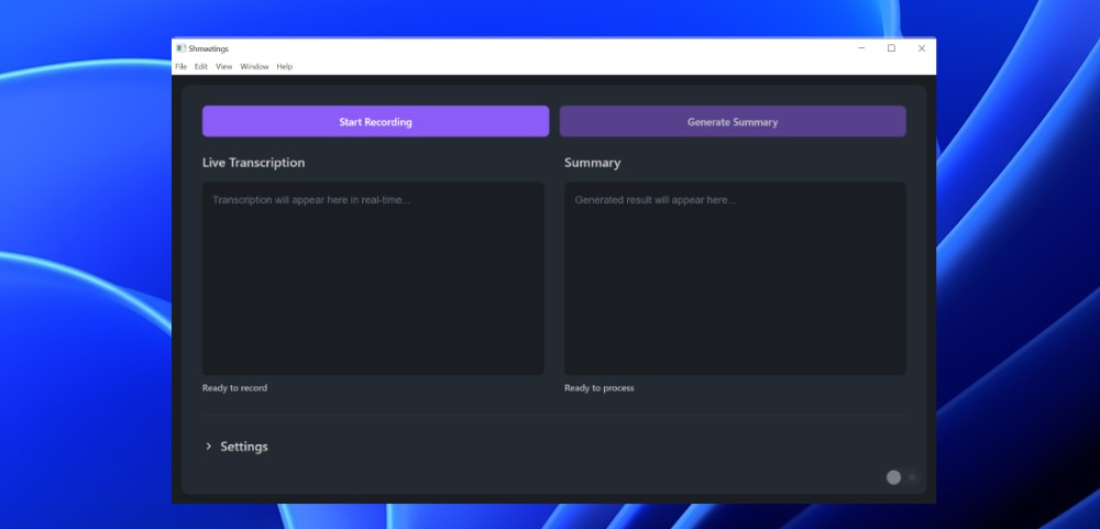 Shmeetings running on Windows