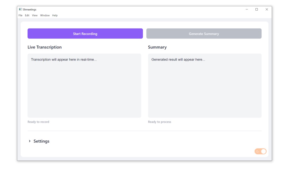 Shmeetings running on Windows