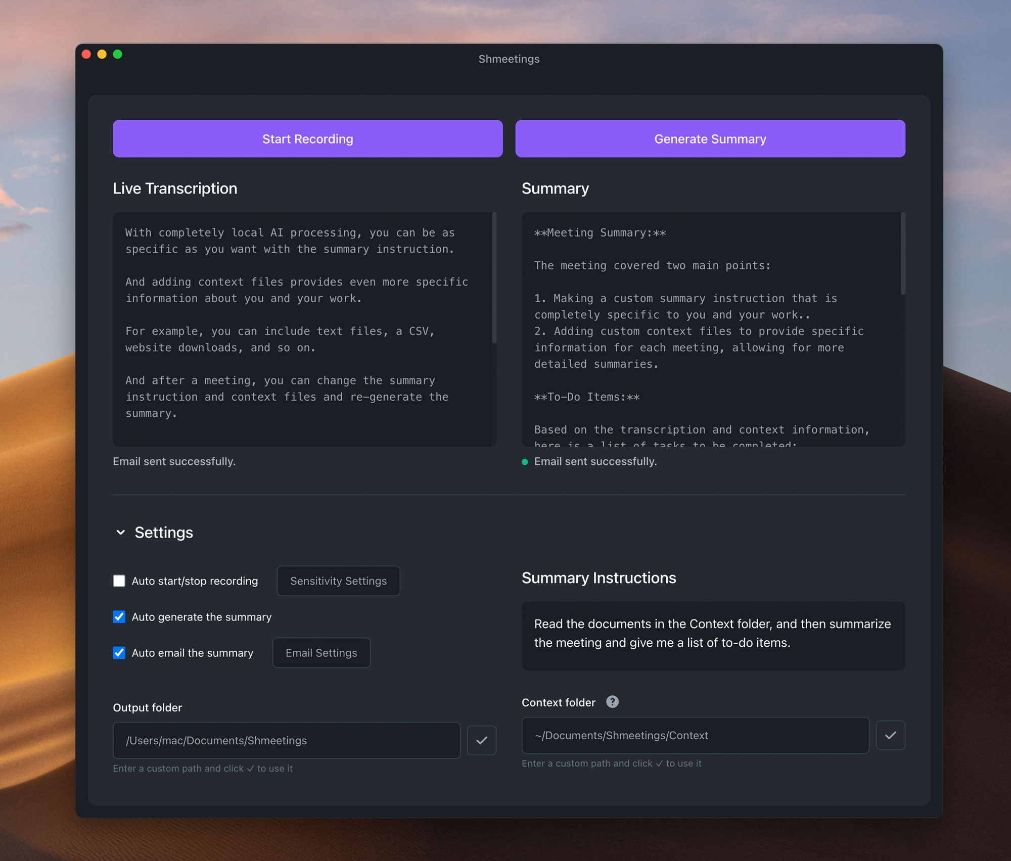 Auto Summarize Feature