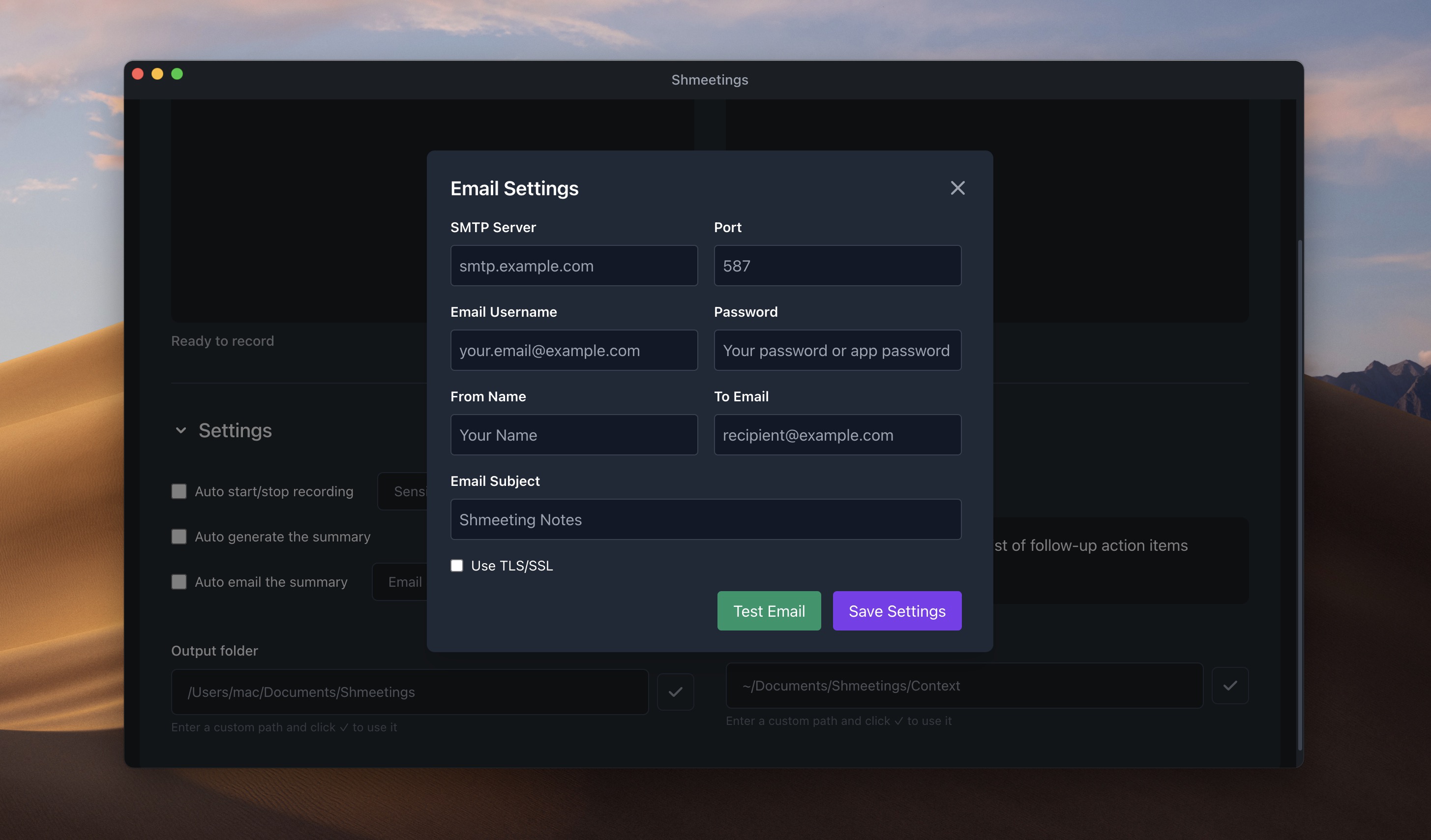 Auto email SMTP server configuration settings