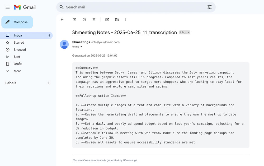 Auto Email Feature - Meeting notes delivered to your inbox