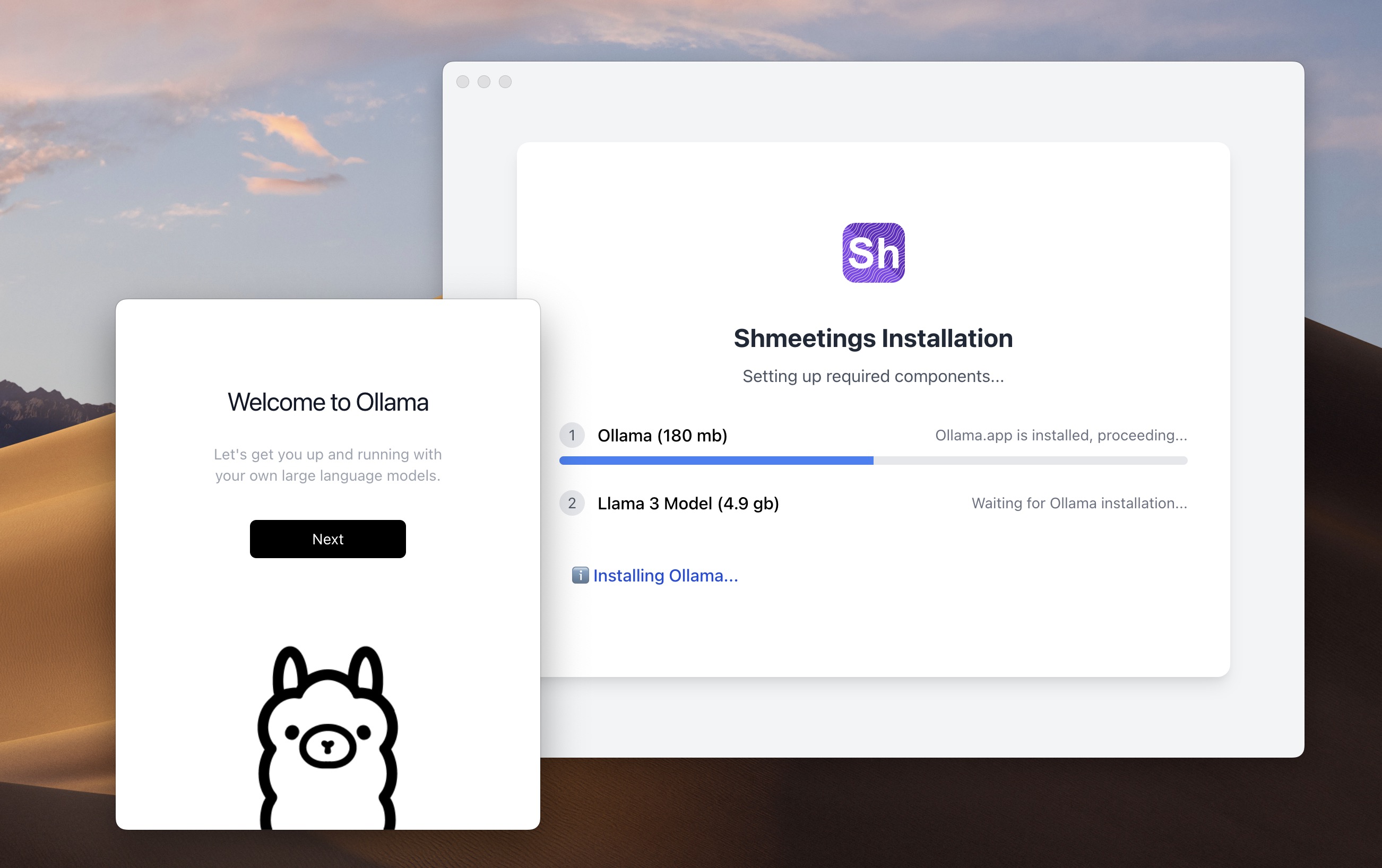 Ollama CLI installation screen on Mac
